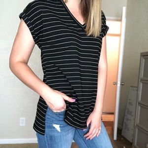 Black and White Striped Short Sleeve